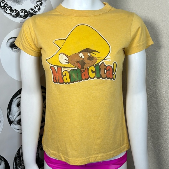 Junk Food “Mamacita” Speedy Gonzalez Yellow Y2K Ringer Tee, Sz L - Picture 2 of 12